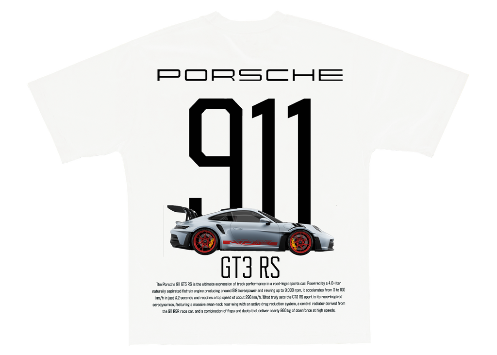 Porsche 911 GT3RS Oversized Tshirt White