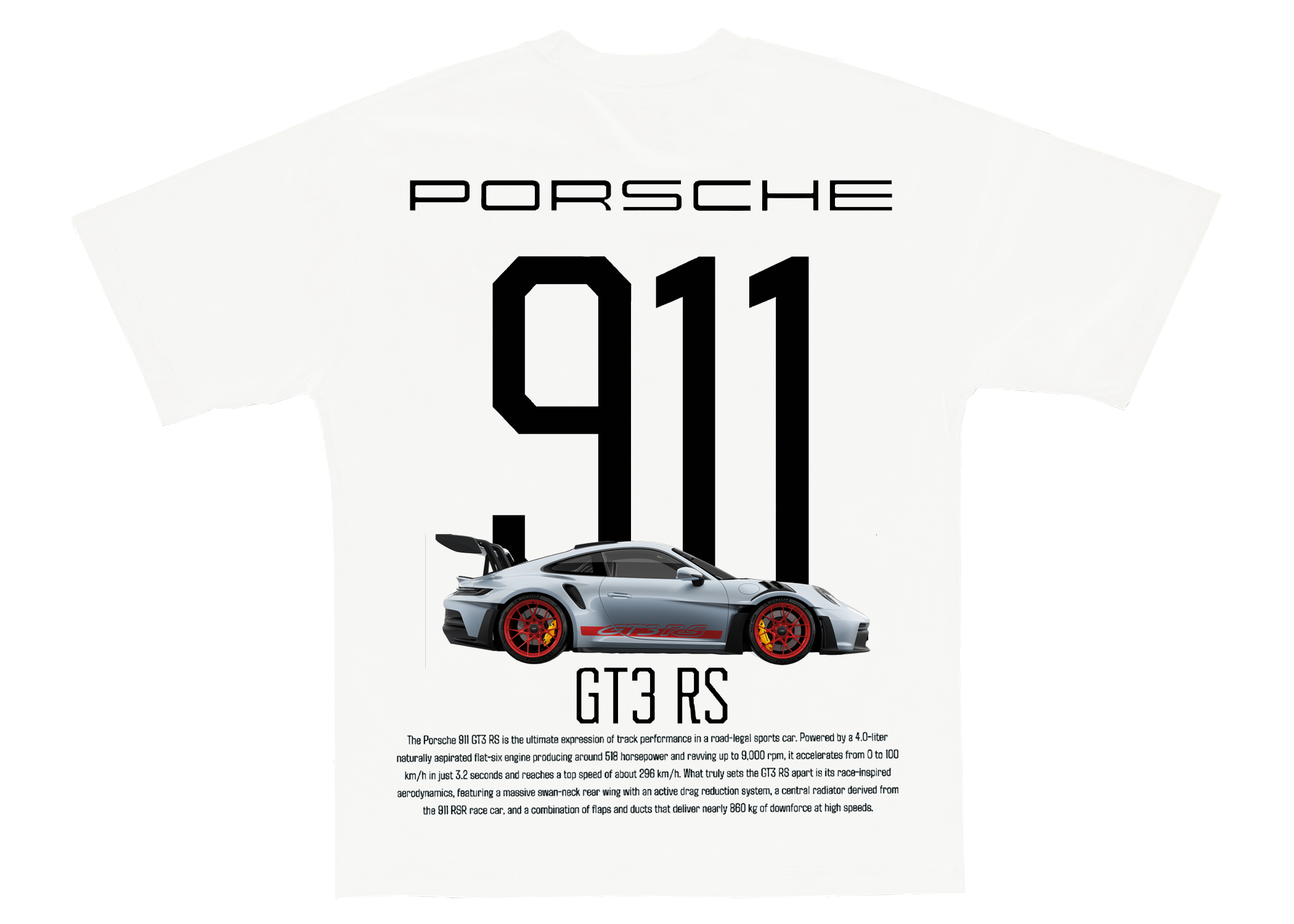 Porsche 911 GT3RS Oversized Tshirt White