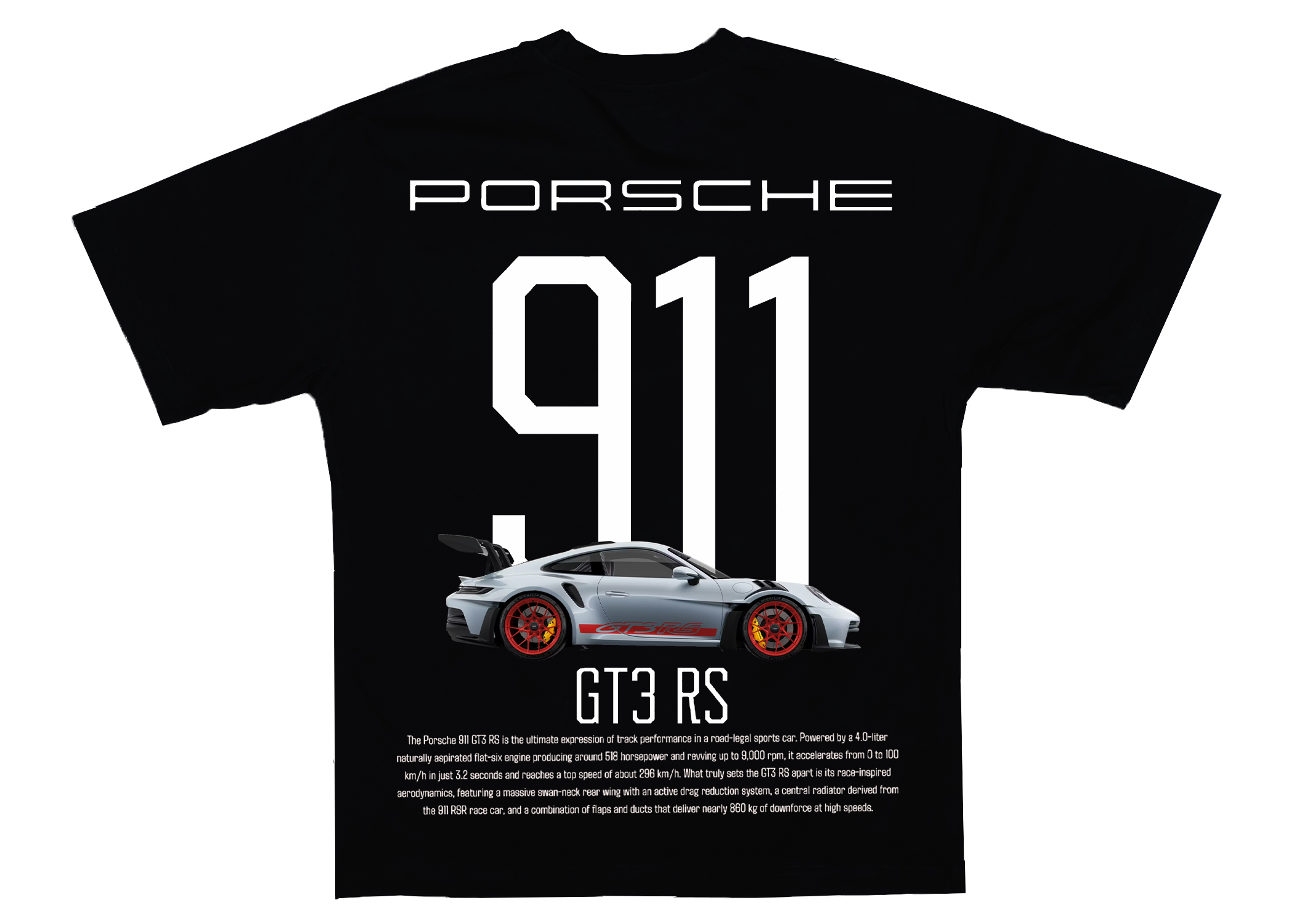Porsche 911 GT3RS Oversized Tshirt Black